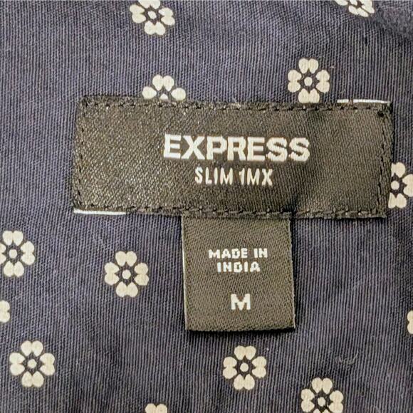 Express Mens Navy Floral | Slim 1MX Long Sleeve Button Up | Size M - Picture 7 of 7